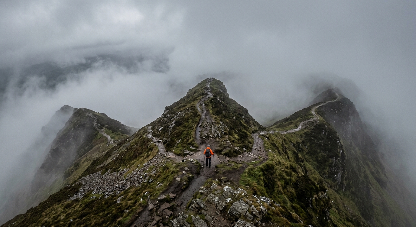 Navigating Downhill in Mist: Why Descending in Poor Visibility Is Harder Than Climbing